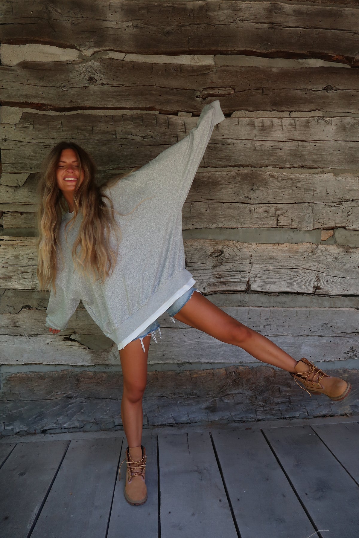 Heather Grey Layered Crew