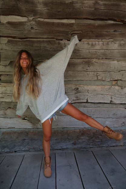 Heather Grey Layered Crew