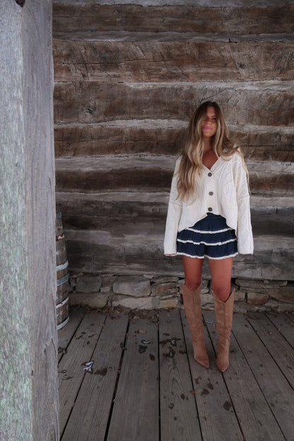 Navy Tiered Ruffle Shorts