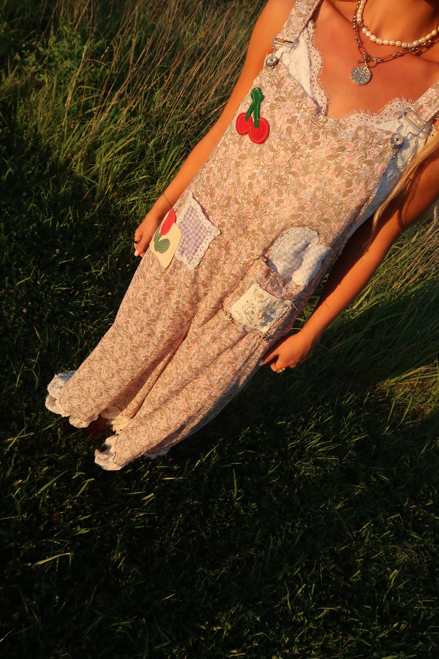Berry Boho Patch Overalls