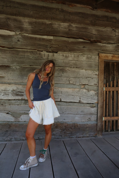 Natural Ruffle Sweat Short