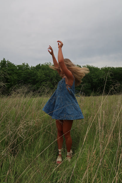 Indigo denim Flare Romper