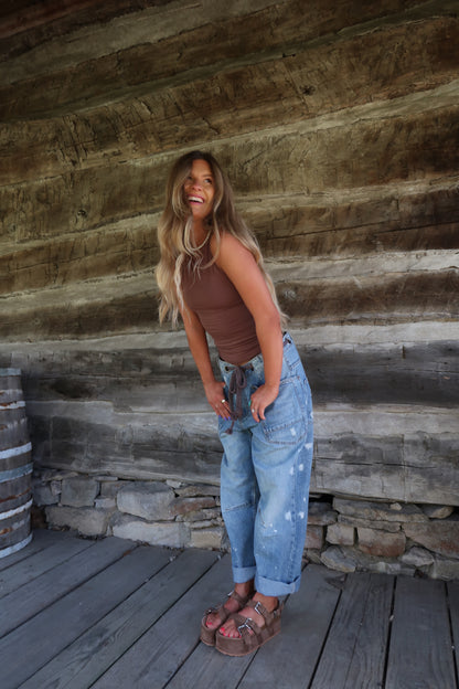 Brown Back To Basics High Neck Tank