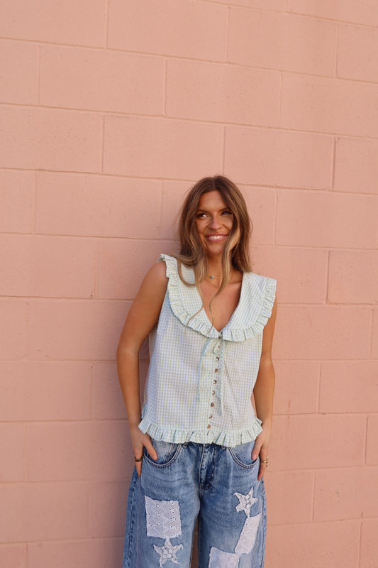 Logan Gingham Peter Pan Top