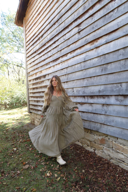 Stone Maxi Long Slv Dress