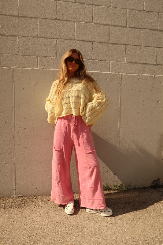 Bubblegum Wide Leg Cargo Pant