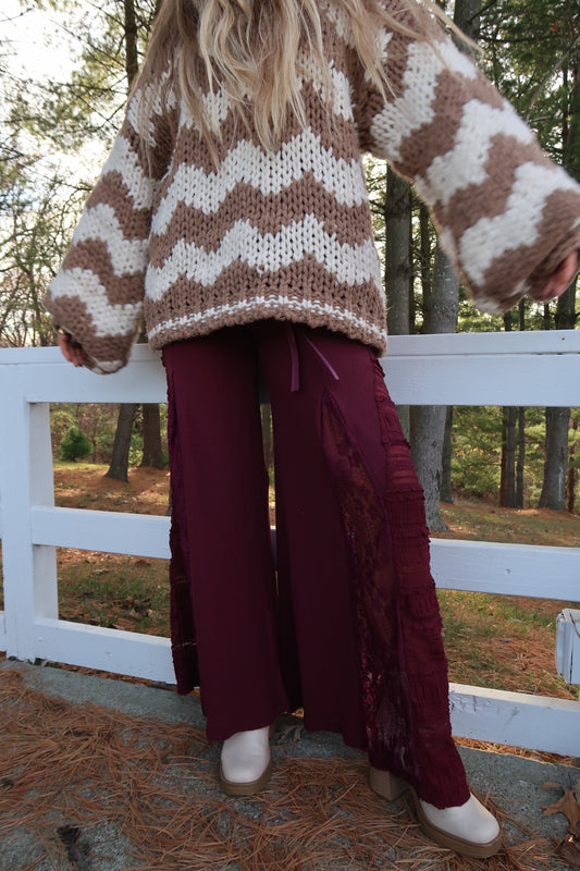 Cranberry Lace Wide leg Pant