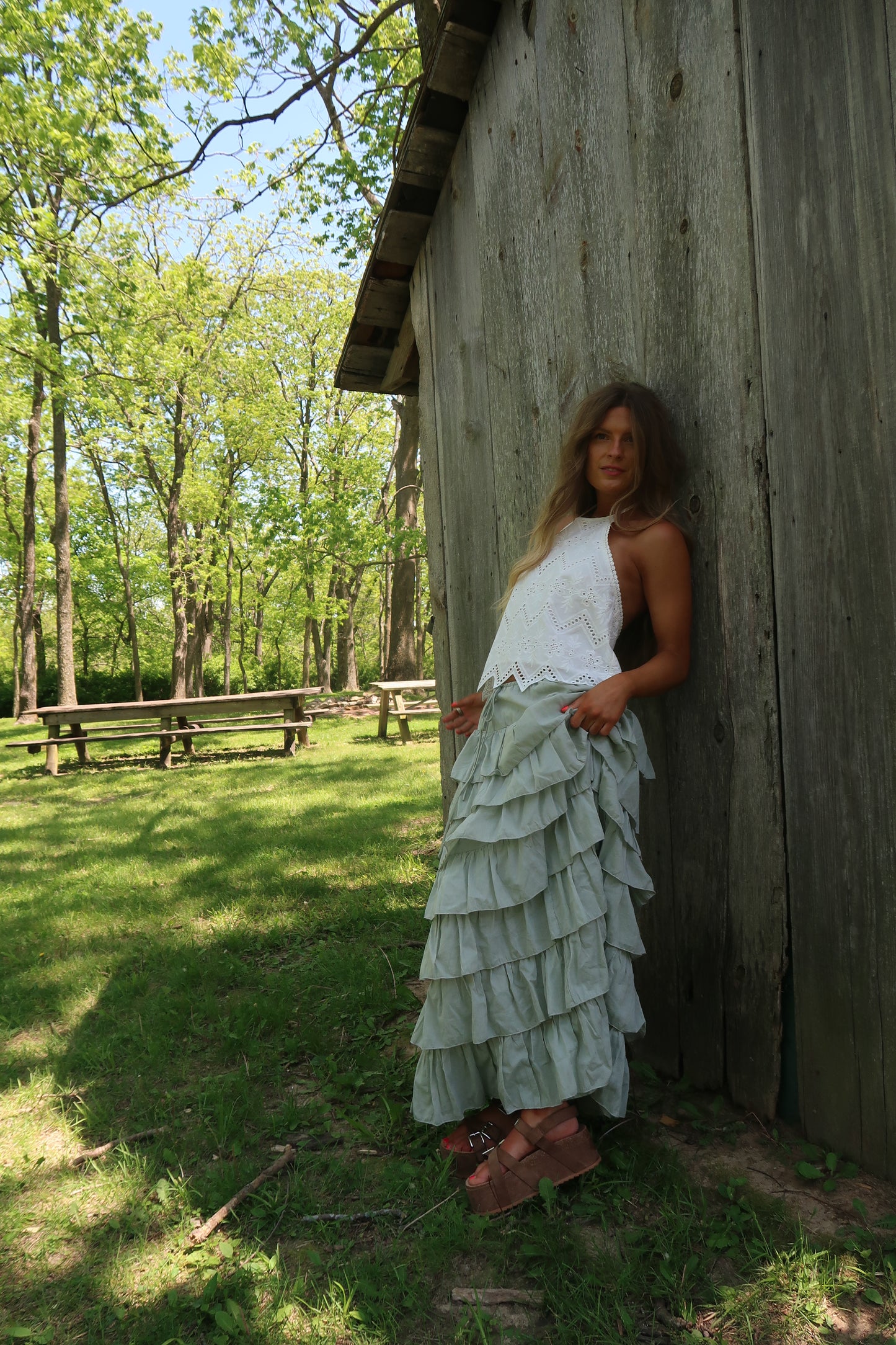 Frolic Sage Maxi Skirt
