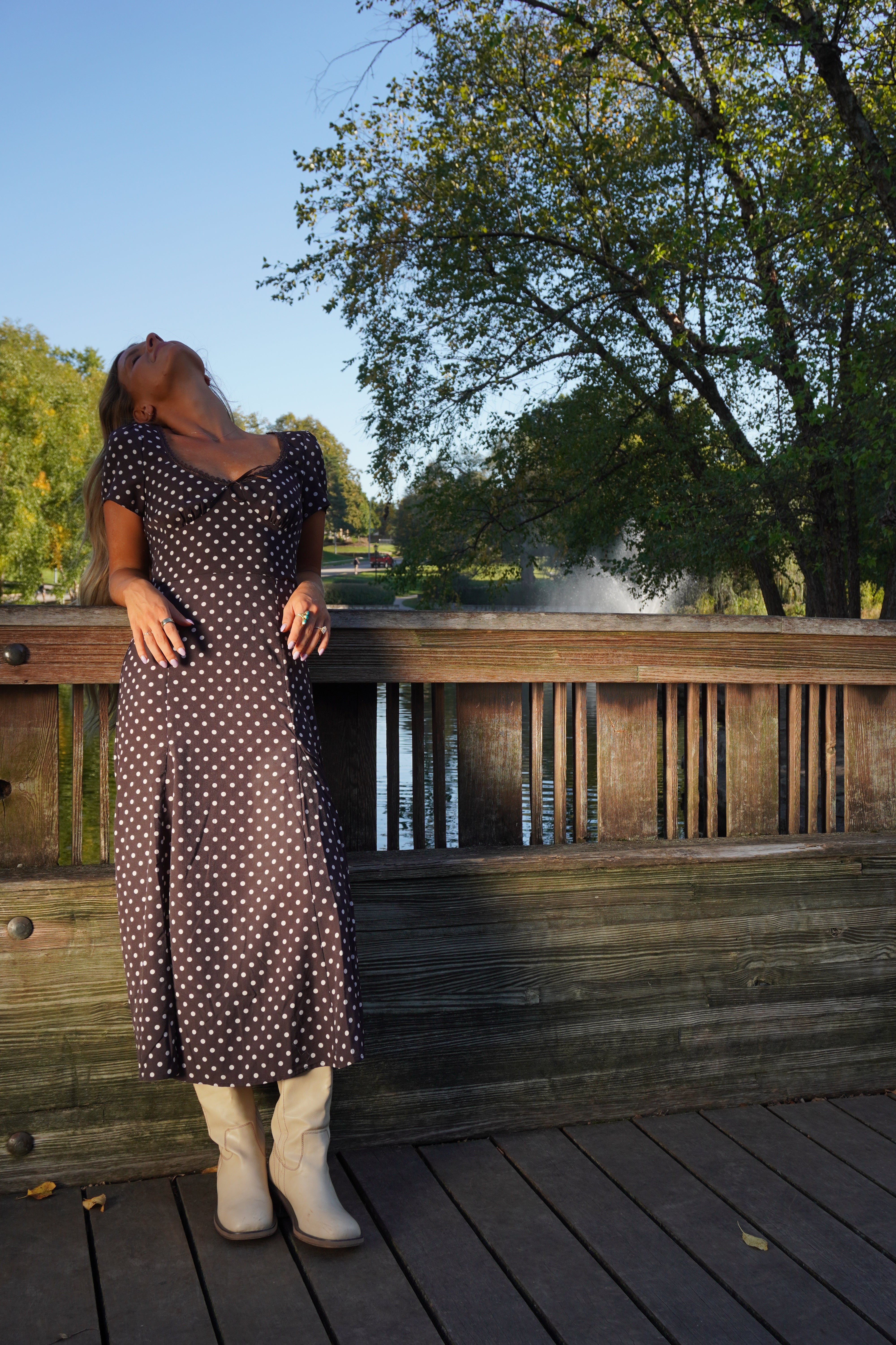 Brownstone Dot Midi Dress – Maddy Jae