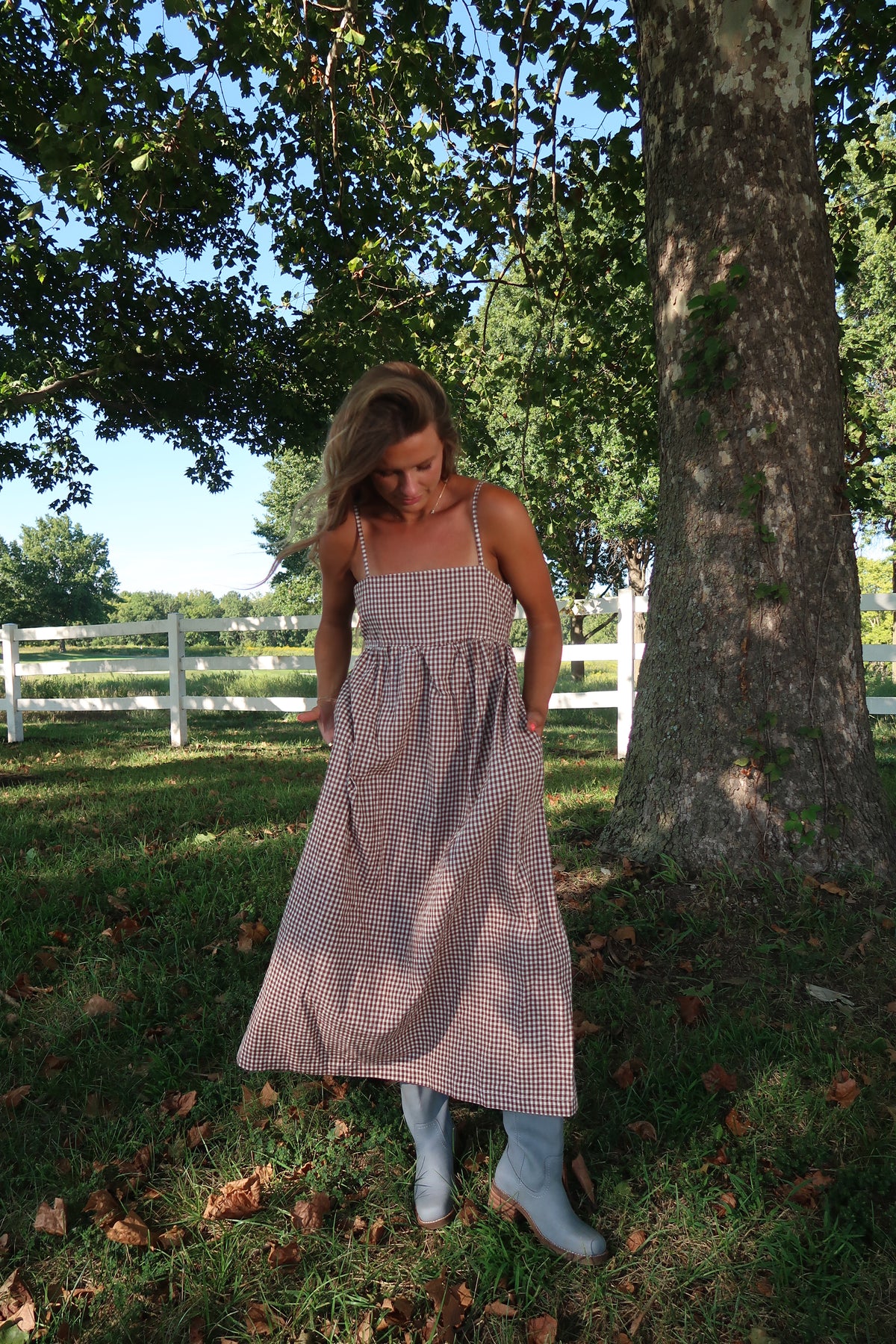 Billy Gingham Midi Dress