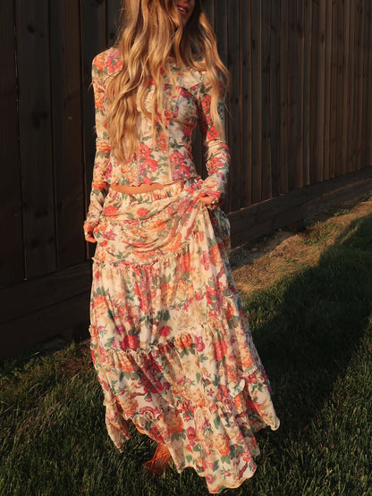 Golden Floral Long Slv