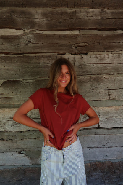 Brick Washed Boxy Cotton Tee