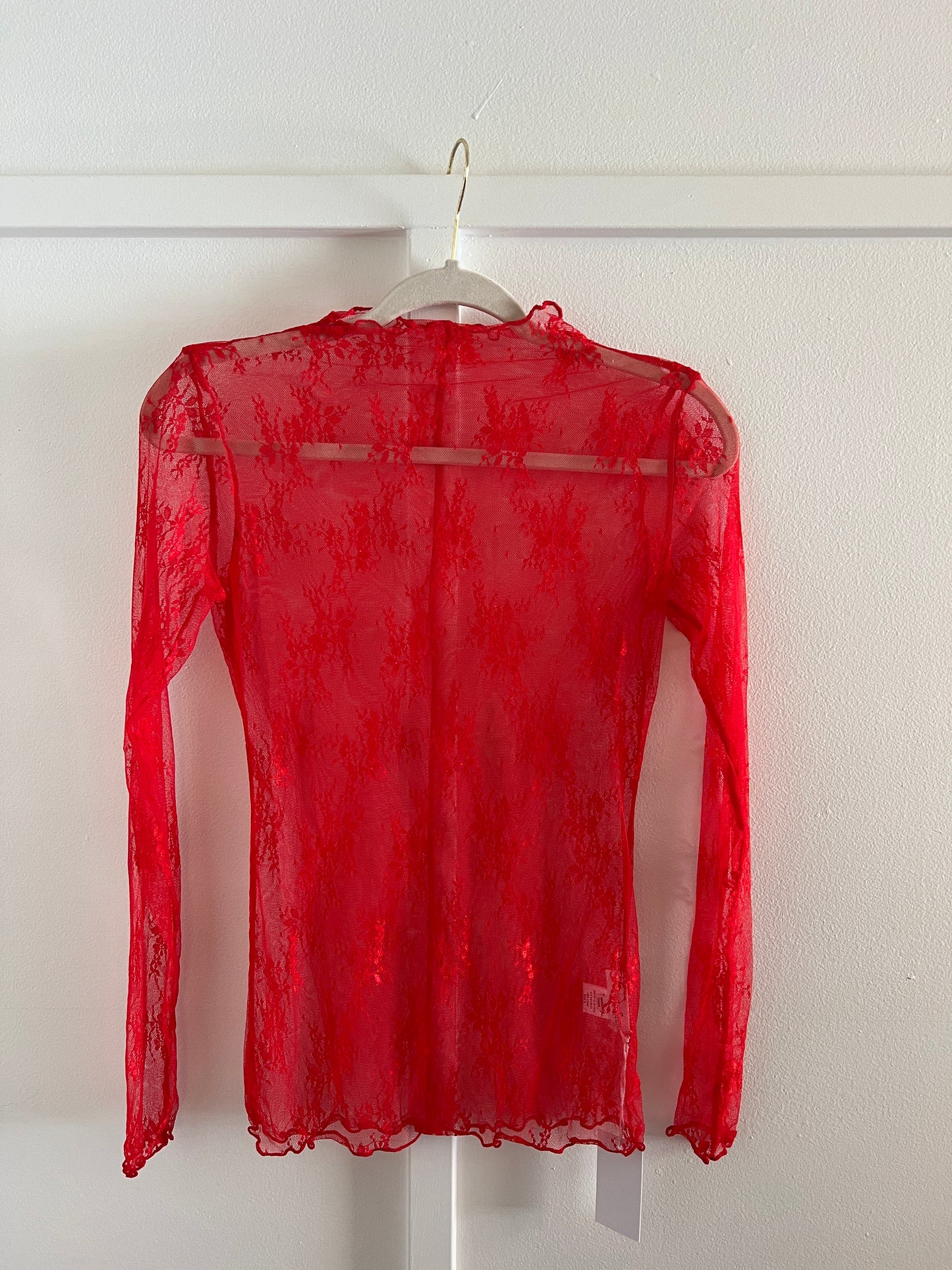 Red Lace Sheer Long Sleeve