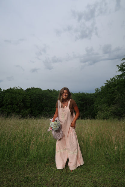 Rosie Linen Embroidered Overalls