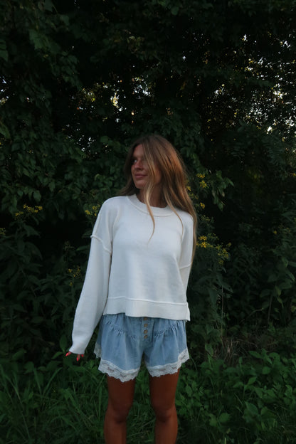 White Boxy Sweater