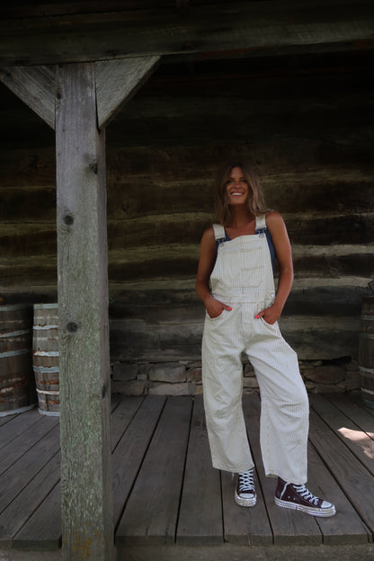 Sunday Stripe Barrel Overalls