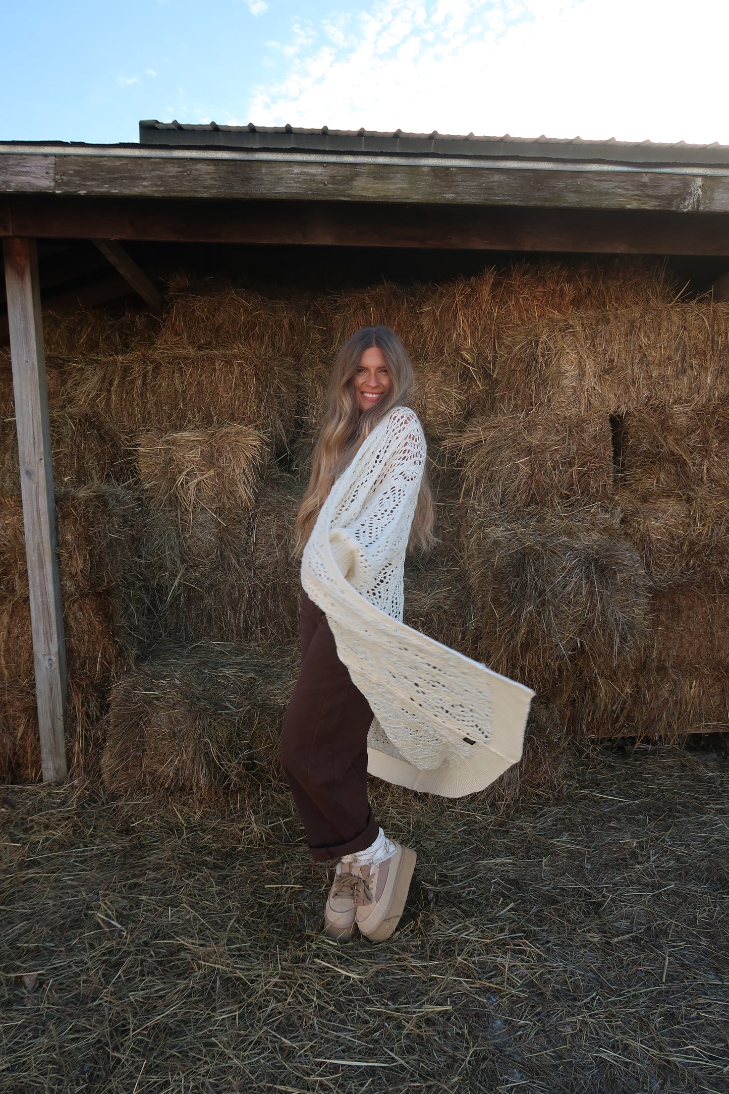 Golden Hour Crochet Long Cardi