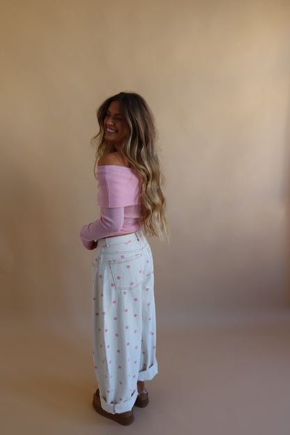 Pink Frosting Off the Shoulder Top