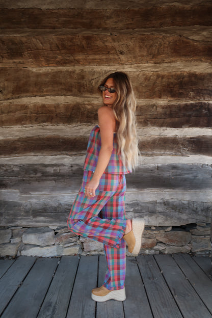 Candyland Plaid Ruffle Pant