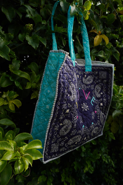 Lani Patchwork "LOVE" Quilted Tote Bag