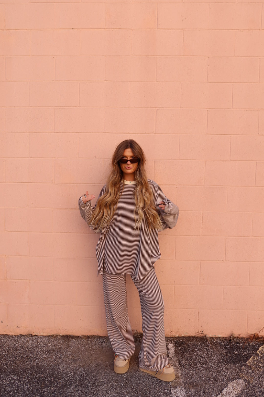 Toffee Stripe Oversized long Slv