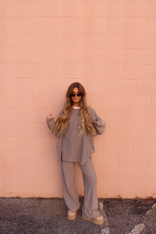 Toffee Stripe Oversized long Slv