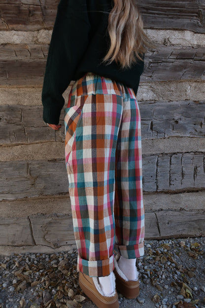 Plaid Crisp Linen Pants