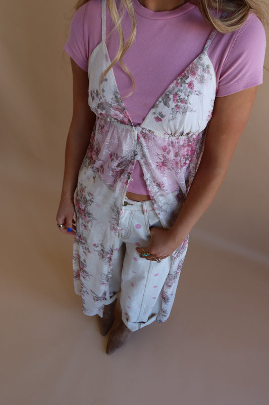 W/ luv Floral Lace Longline Cami