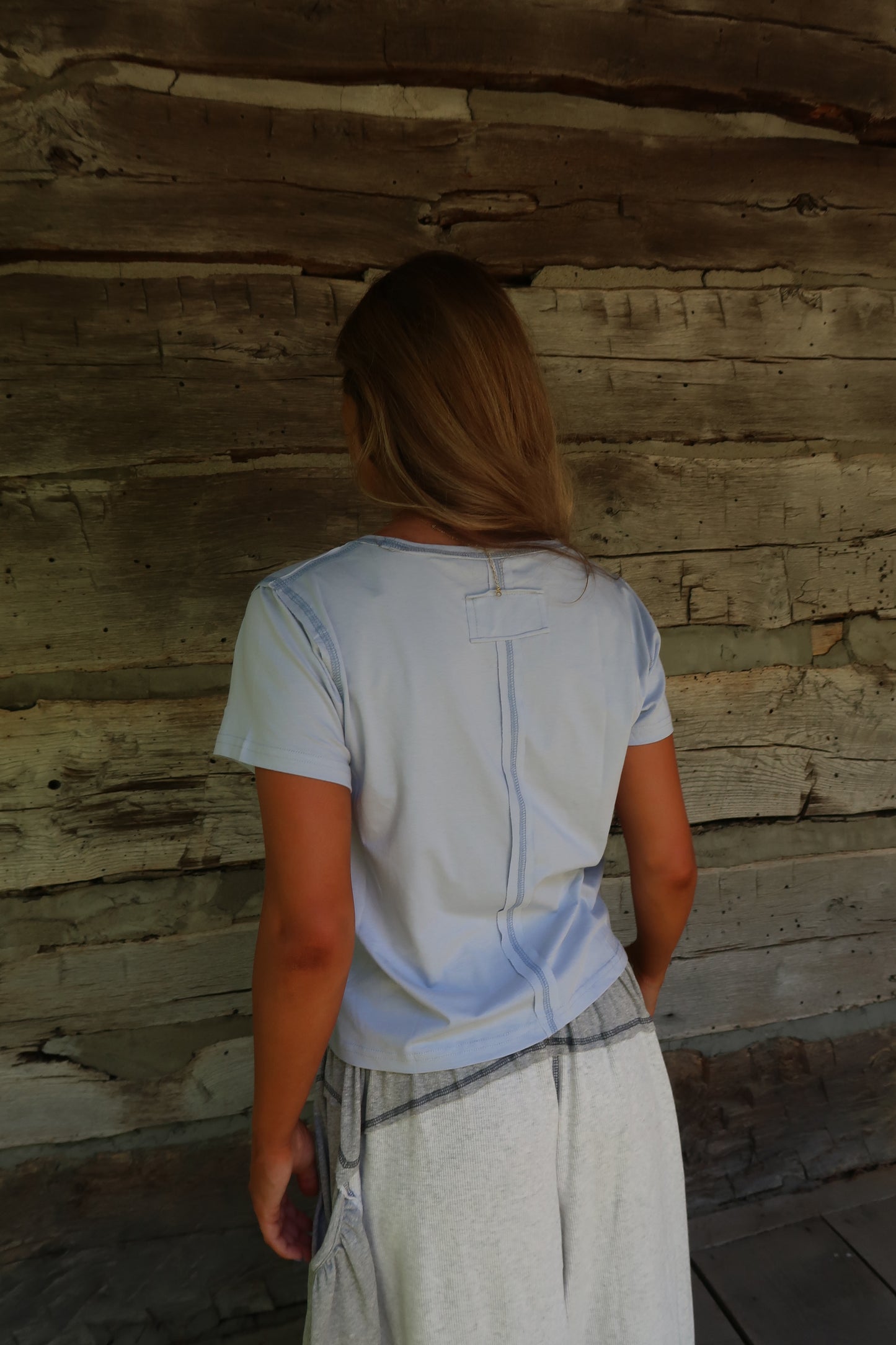 Powder Blue Contrast Relaxed Tee