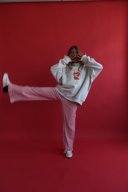 Red Stirpe Ruffle Pants