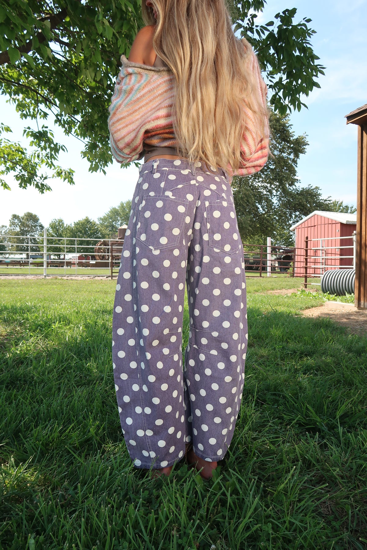 Plum Dot Barrel Jeans