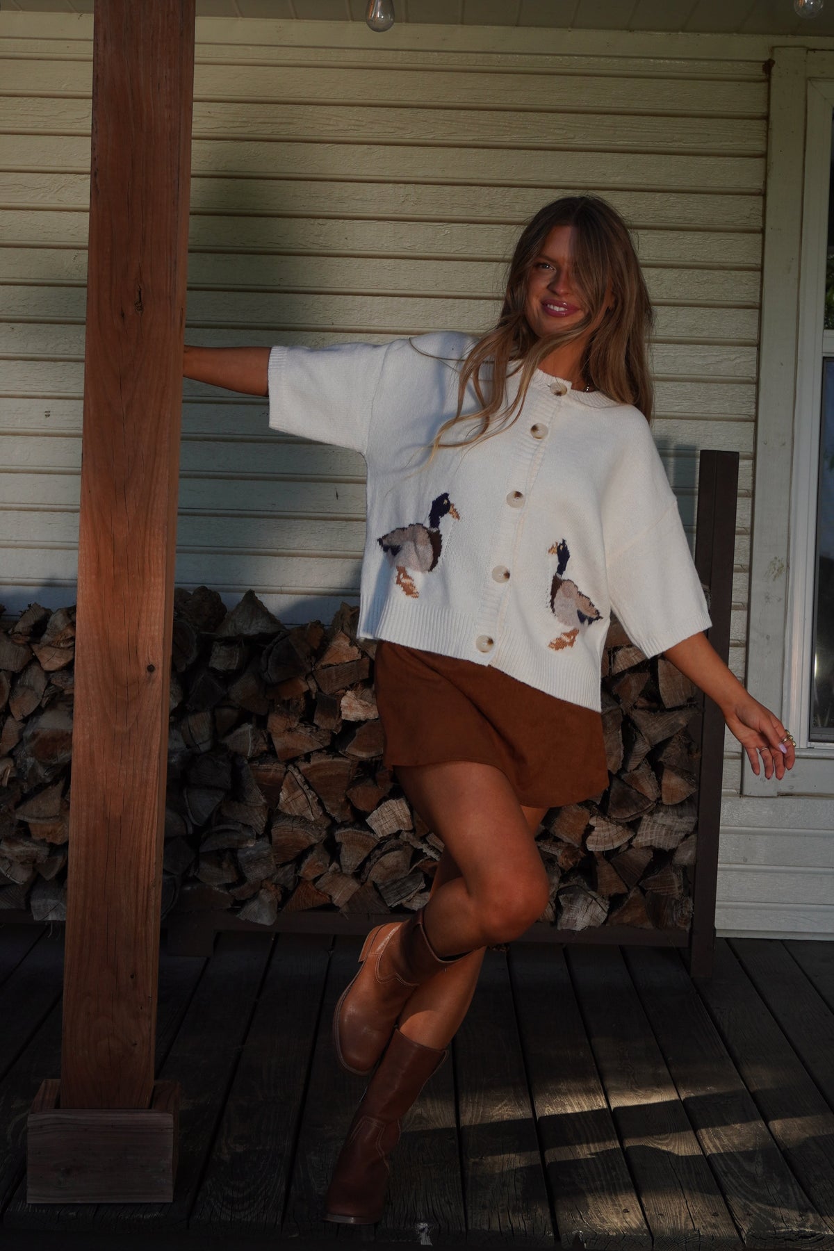Chestnut Suede Skort