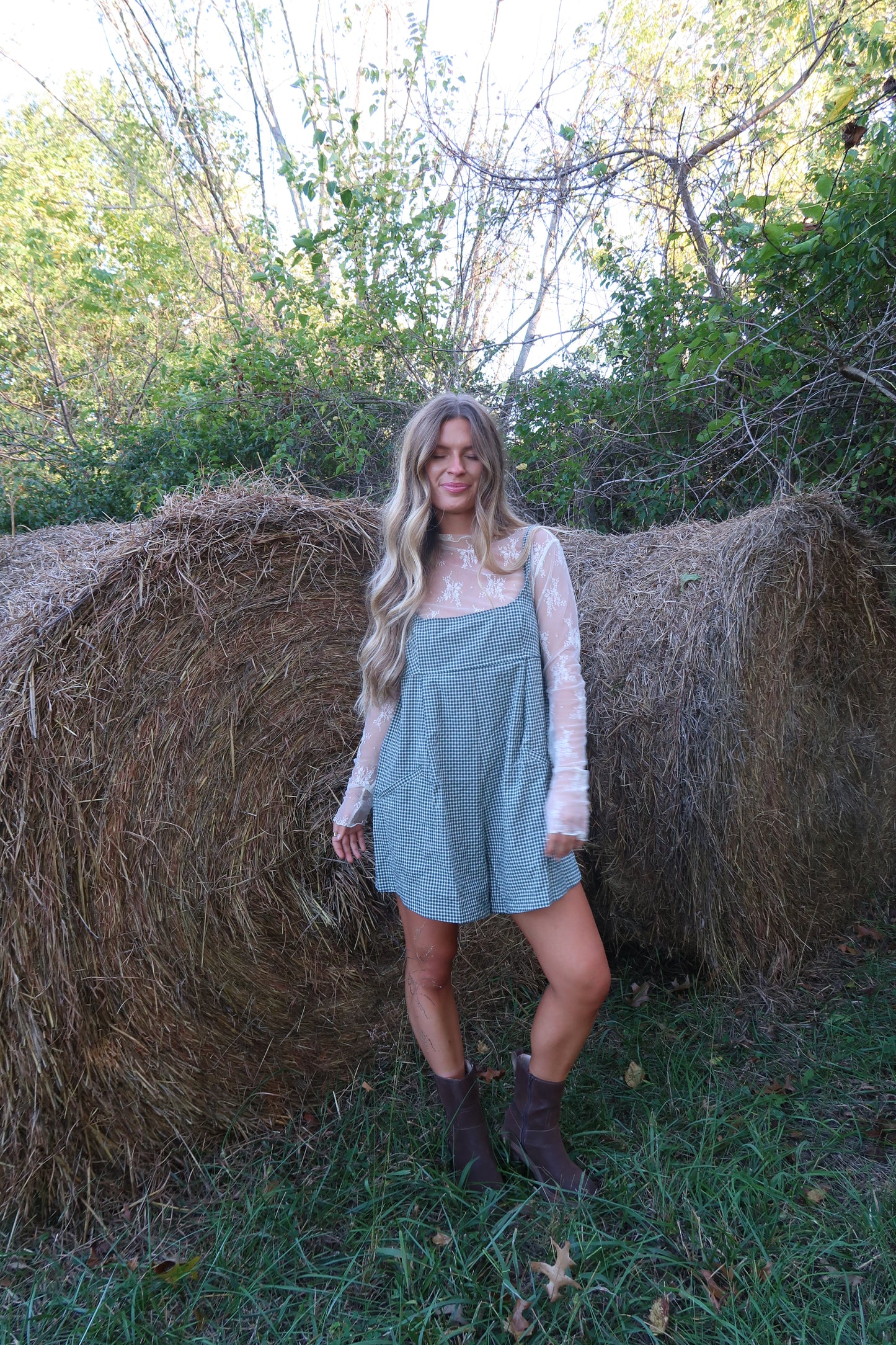 Spruce Gingham Romper