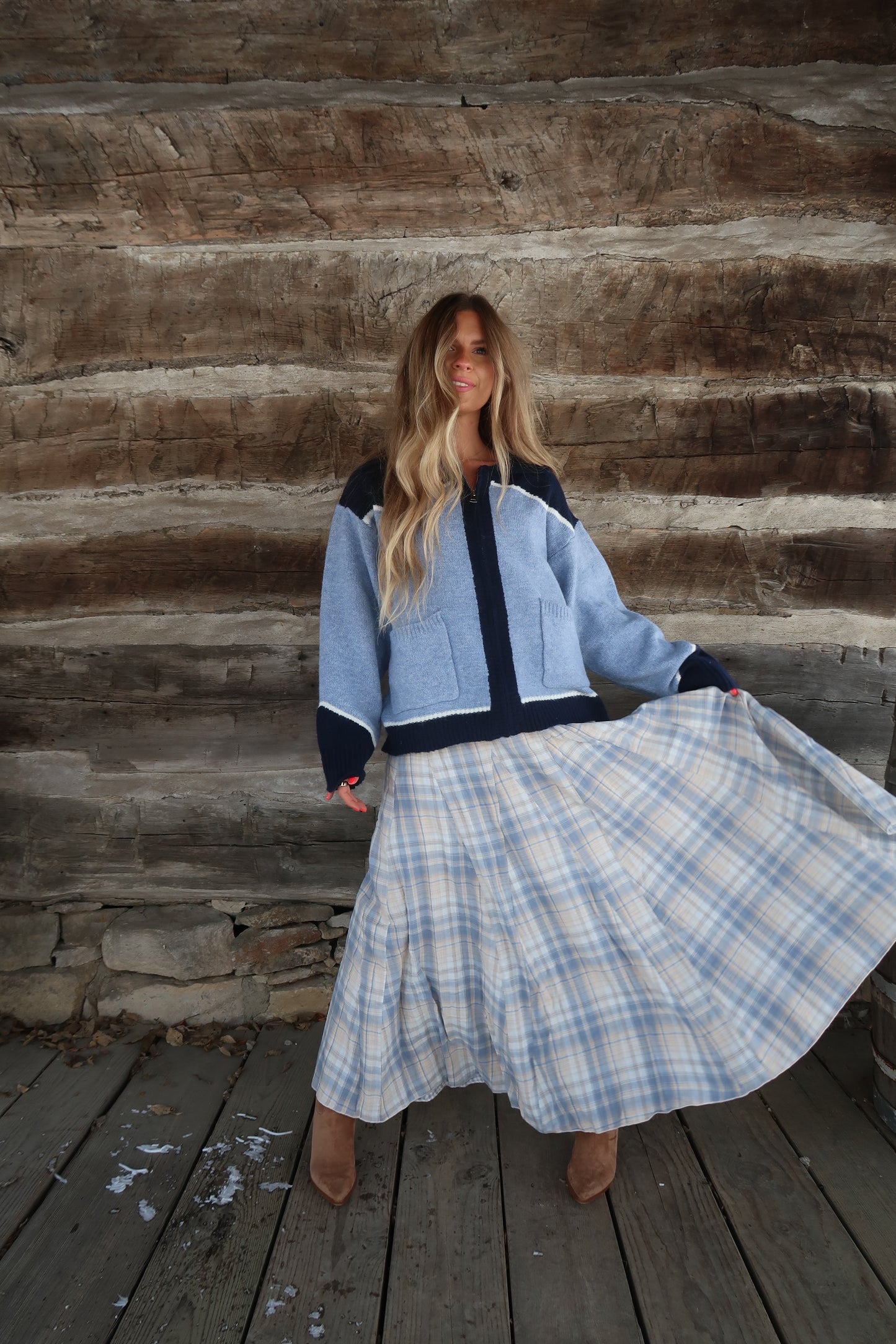 Mist Plaid Maxi Skirt