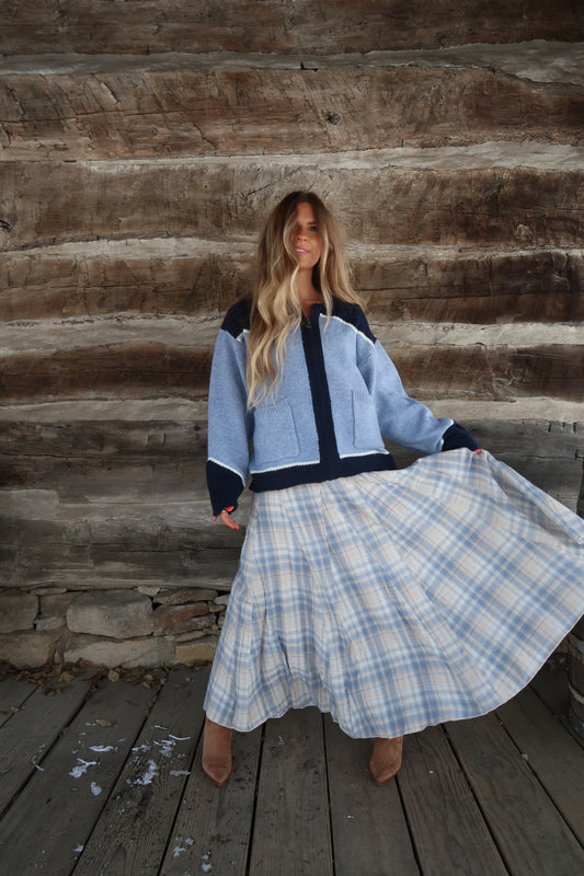 Mist Plaid Maxi Skirt