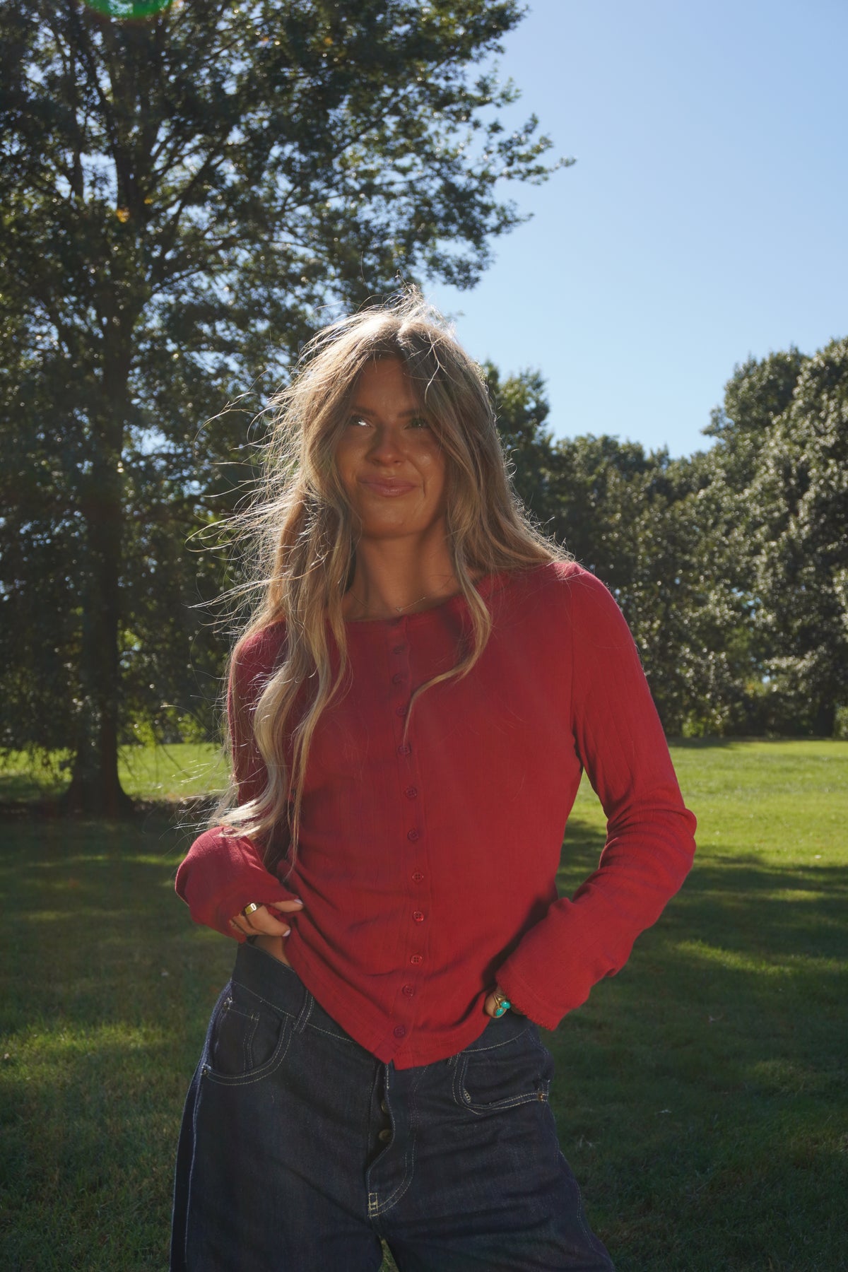 Lobster Pointelle Button Up