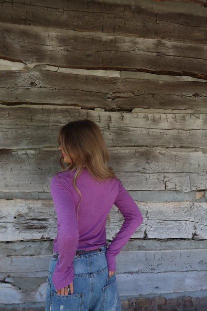 Violet Bttn front Long Slv