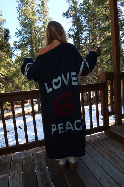 Peace & Love Long Cardi
