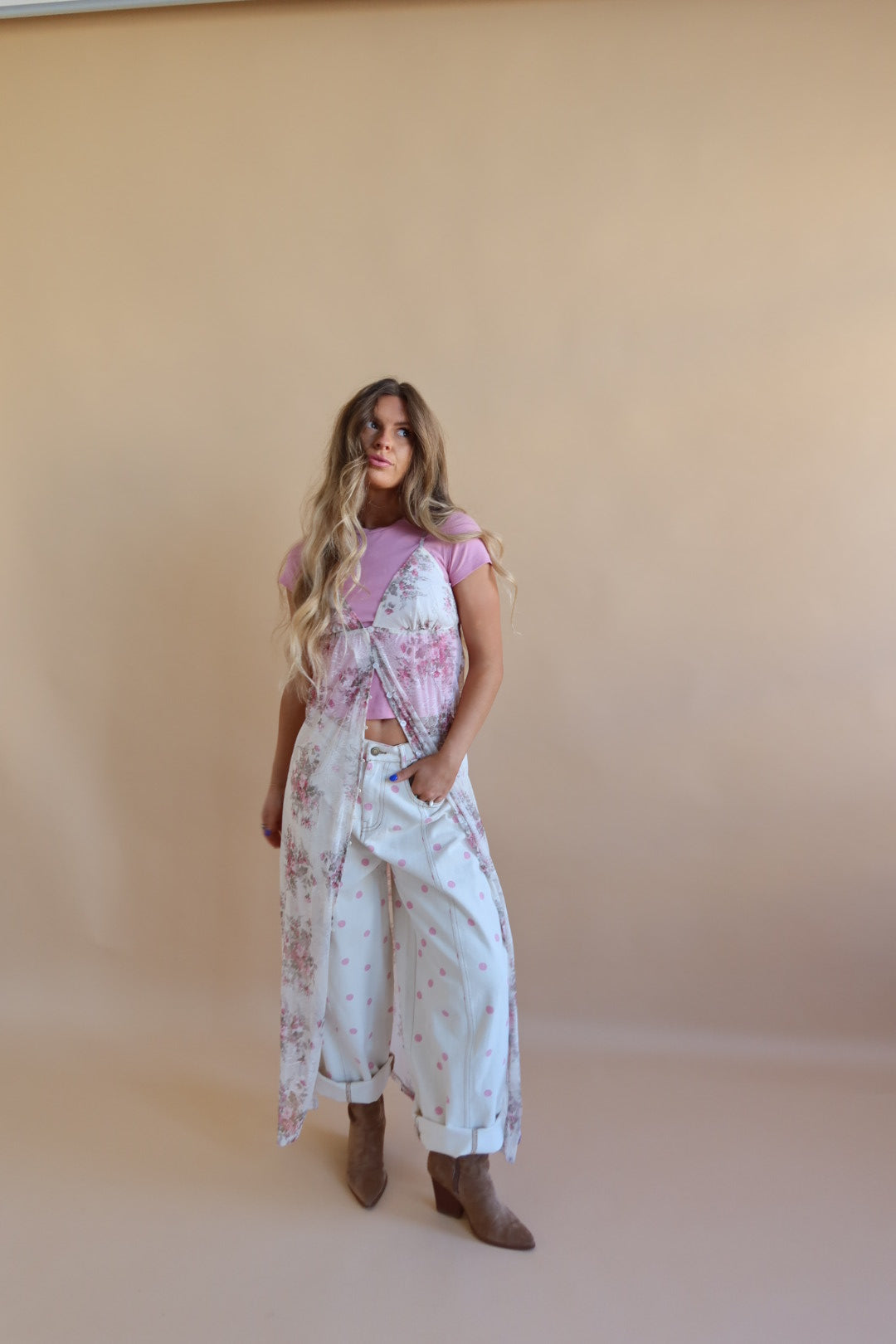 W/ luv Floral Lace Longline Cami