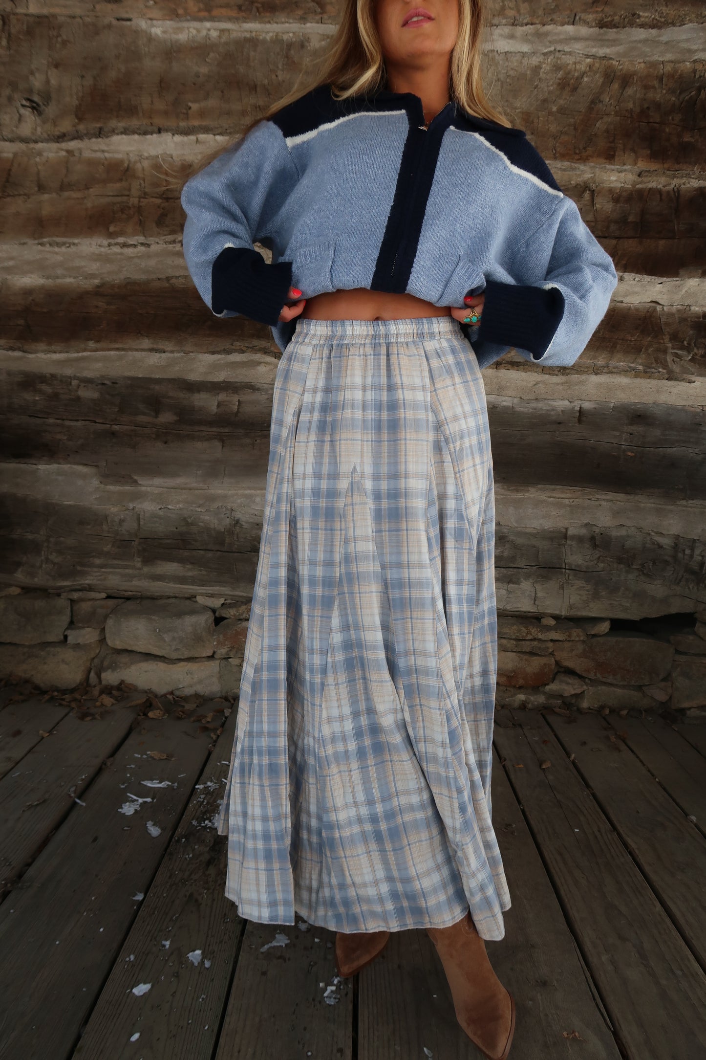 Mist Plaid Maxi Skirt