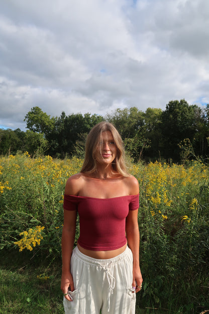 Wine Seamless Off the Shldr Top
