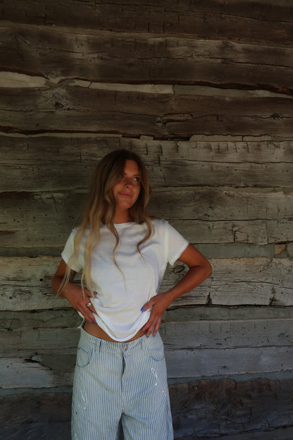 Ivory Washed Boxy Cotton Tee