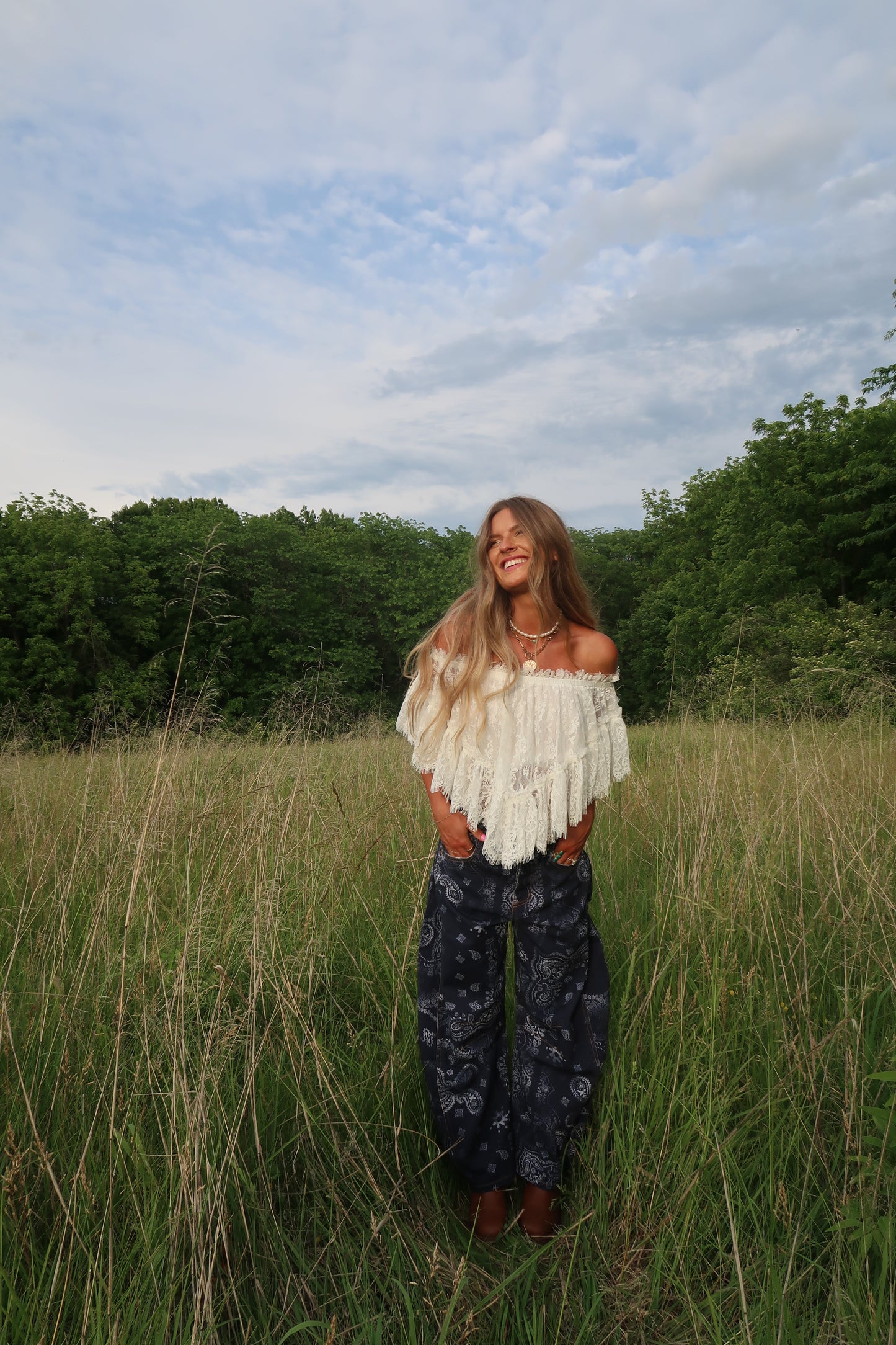 Birdie Lace Off Shoulder Top