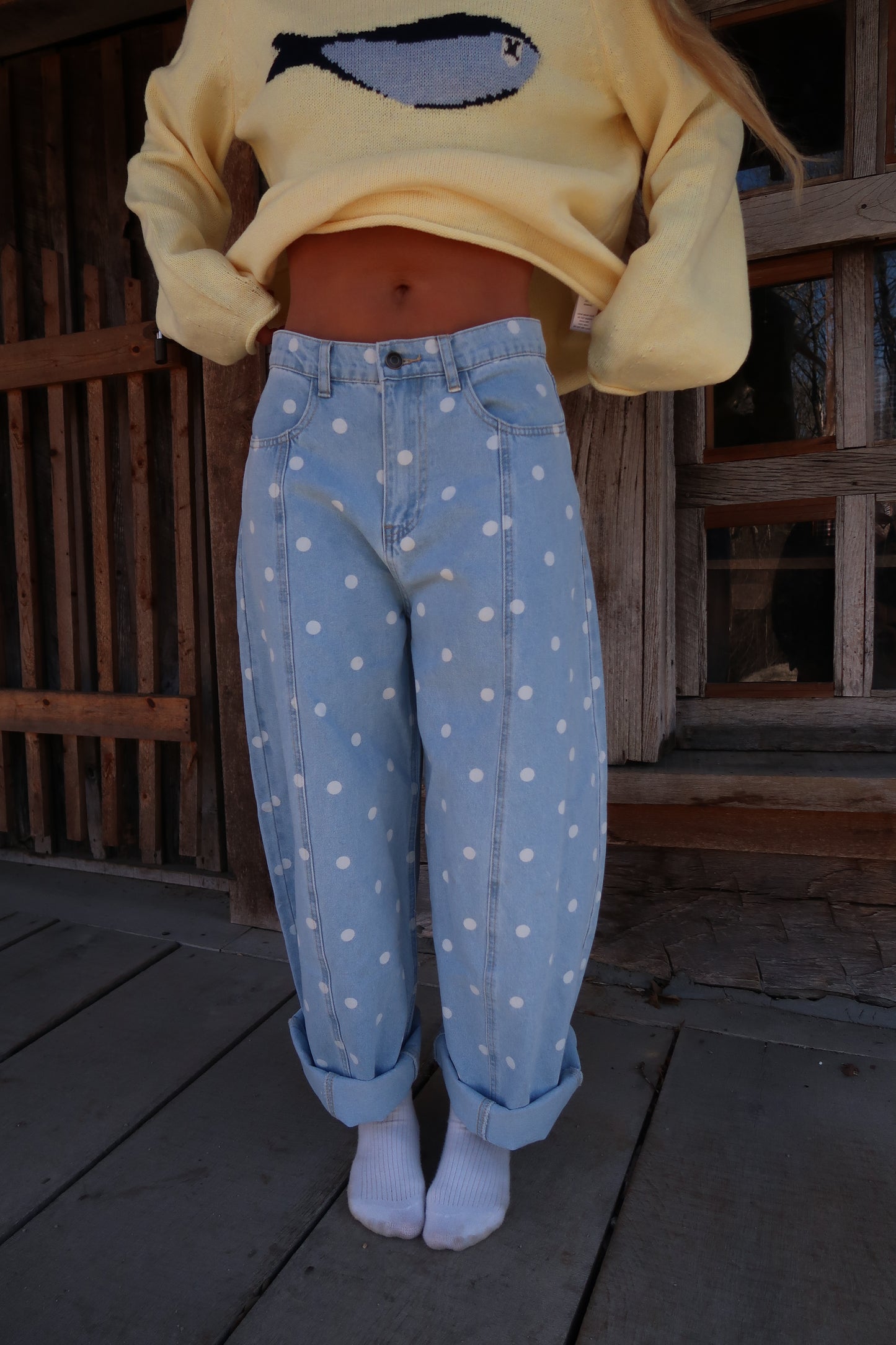 Denim Dot Barrel Jeans