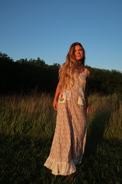 Berry Boho Patch Overalls
