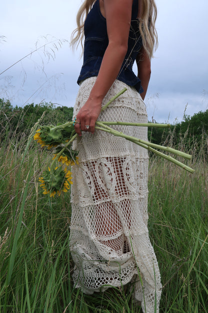 Wheat-field Crochet Maxi Skirt