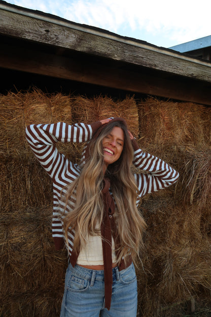 Mocha sky Stripe Cardigan