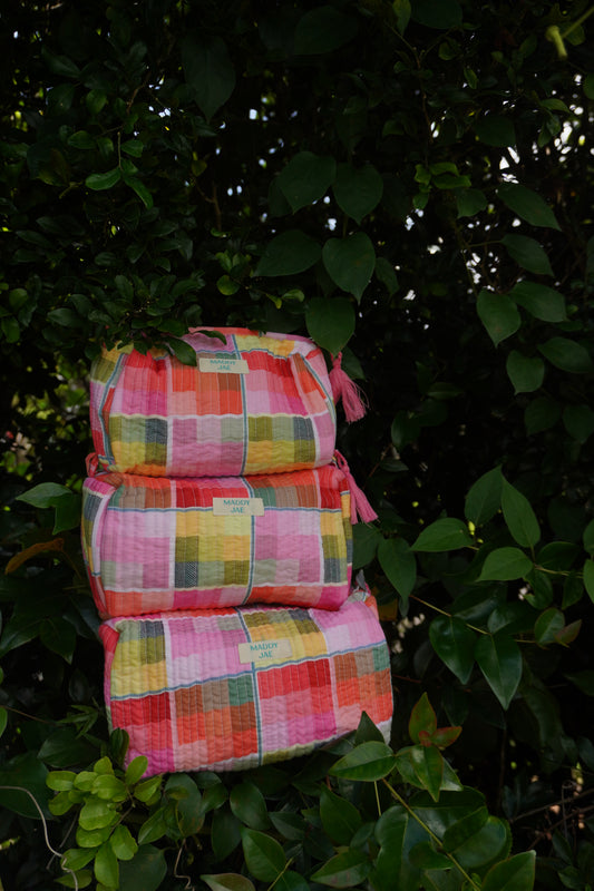 Lola Plaid Cosmetic Bag 3pk