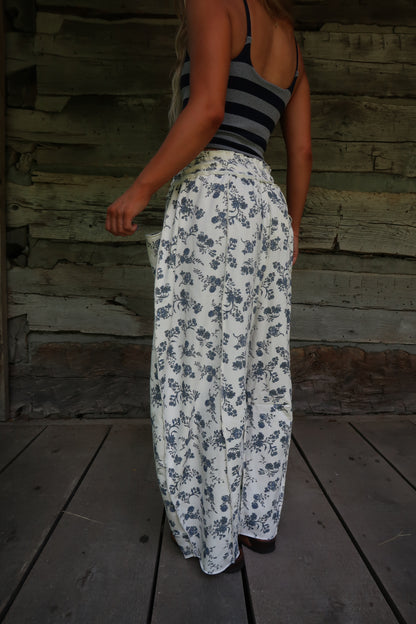 Navy Floral Barrel Sweats