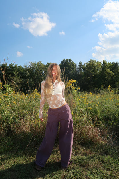 Plum Cute as a Button Jean